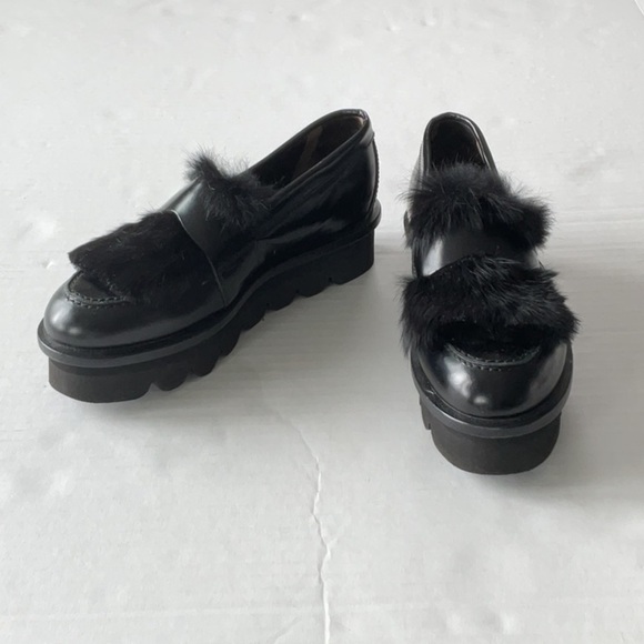 AGL Black Platform loafers w/fur size 6 (36) - Picture 1 of 10